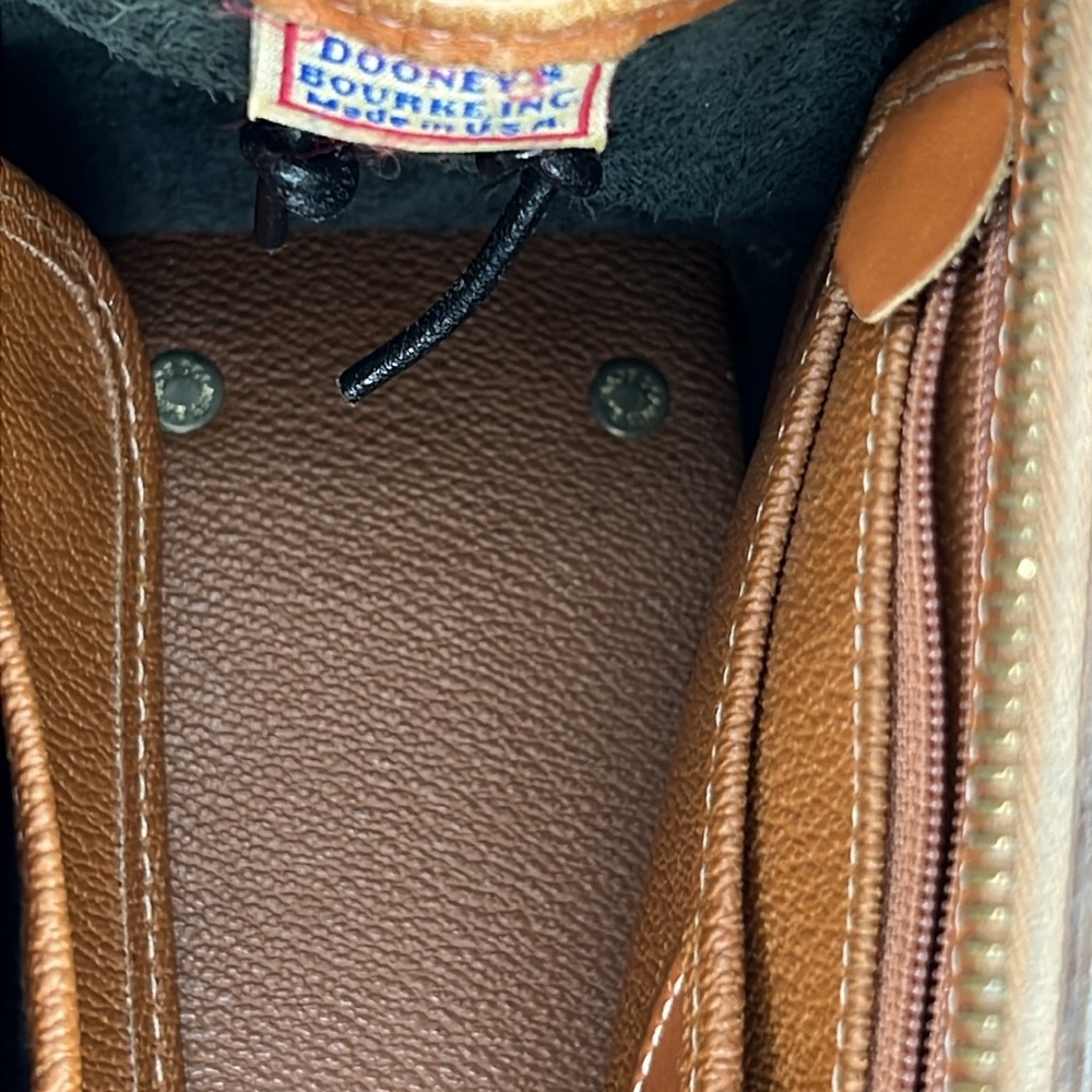 Vintage Dooney & Bourke Leather Satchel Handbag.Brown/ Blue Pebble Leather - Picture 9 of 16